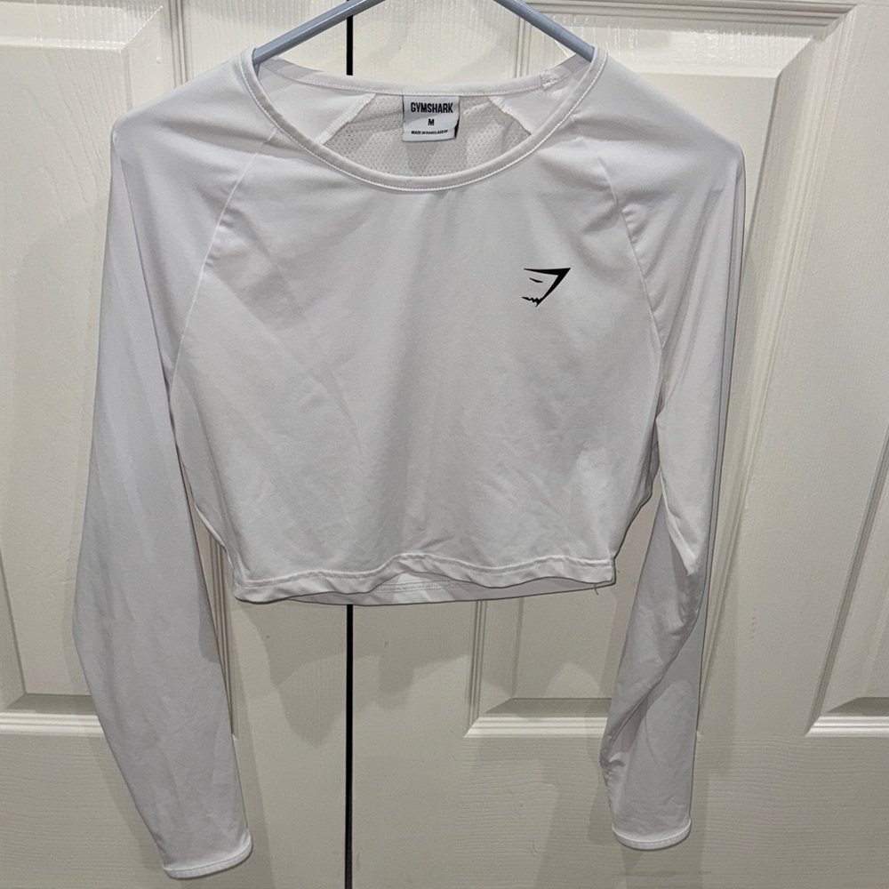 Gymshark White Long Sleeve Crop Top